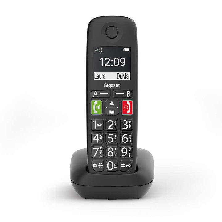 Gigaset E290 Duo cordless phone with large buttons and high-contrast display, designed for ease of use for all ages.
