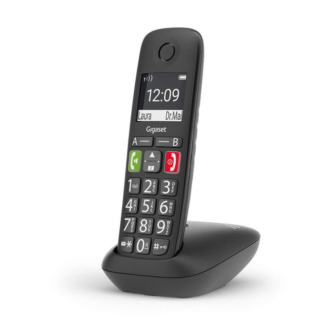Gigaset E290 Duo cordless phone with large buttons and high-contrast display, ideal for all ages.