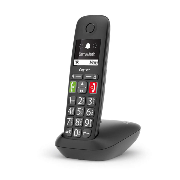 Gigaset E290 Duo telephone with large buttons and high-contrast display for easy use by all ages.
