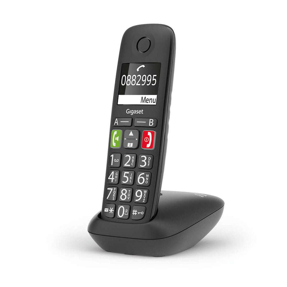 Gigaset E290 Duo phone with large buttons and high-contrast display, designed for easy use by all ages.