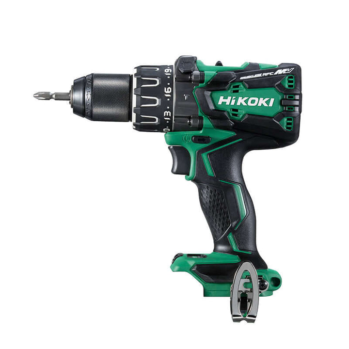 HiKOKI DV36DA cordless drill, powerful MultiVolt tool with adjustable torque and Reactive Force Control, shown without battery or charger.